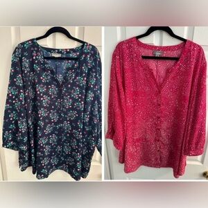 Catherine’s Georgette Buttonfront Tie Sleeve Cafe Blouse. BUNDLE!